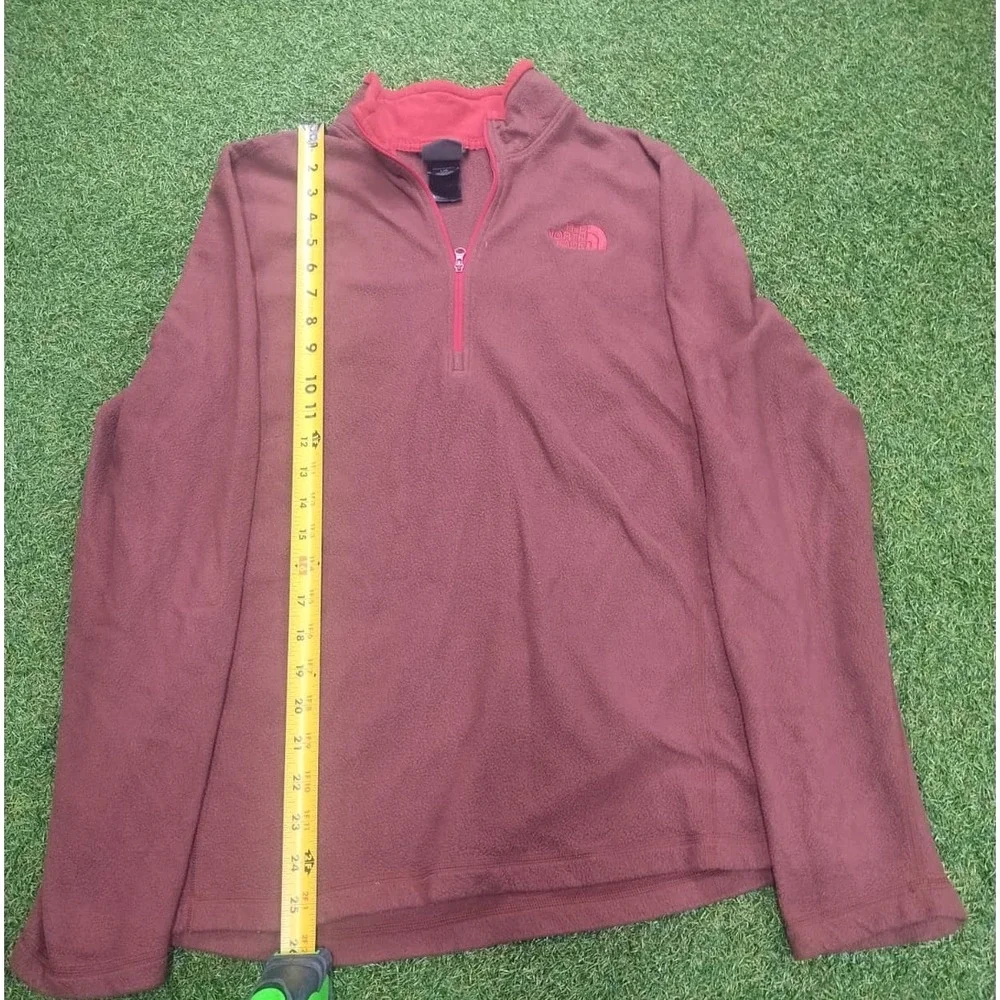 The North Face Fleece Sweatshirt Mens Large Brick Red Quarter Zip Outdoor Winter